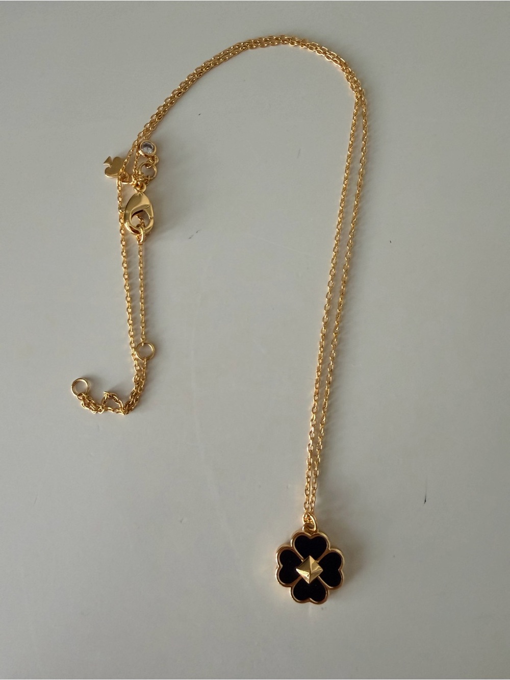 KATE SPADE NEW YORK Spades & Studs Enamel Mini Pendant Necklace Gold & Black - Picture 5 of 10